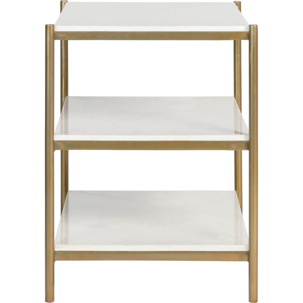 Home Fashion Hollywood End Table Cloud Marble/Antique Brass