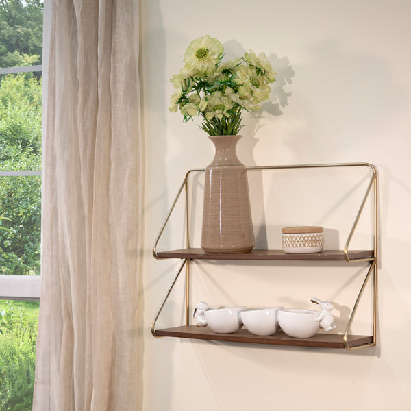 Home Fashion 2 Tier Wall Shelf Gold
