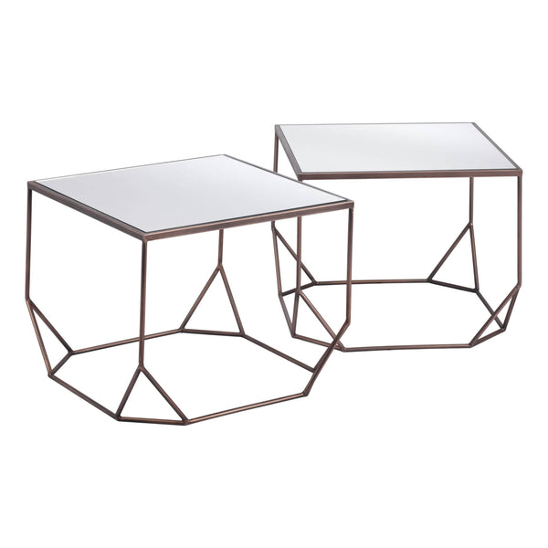 Home Fashion Arzon Coffee Table Bronze Set Of 2