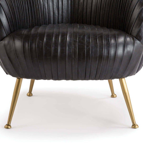 Home Fashion Beretta Leather Chair Faded Black