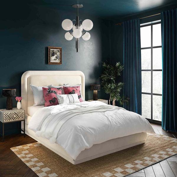 Home Fashion Briella Velvet Bed Cream