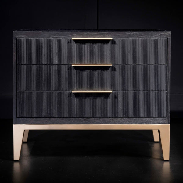 Home Fashion Caleb 3 Drawer Nightstand Onyx Oak