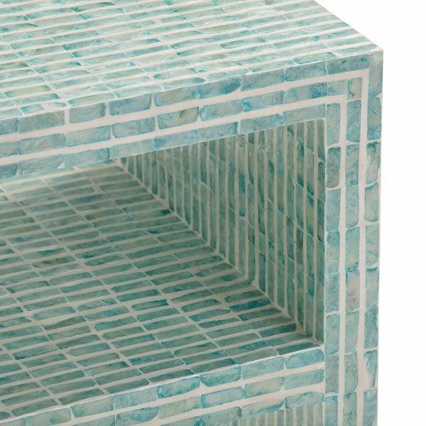 Home Fashion Derry Capiz Shell Nightstand Blue