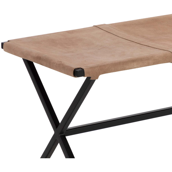 Home Fashion Elon Leather Bench Sueded Light Tan