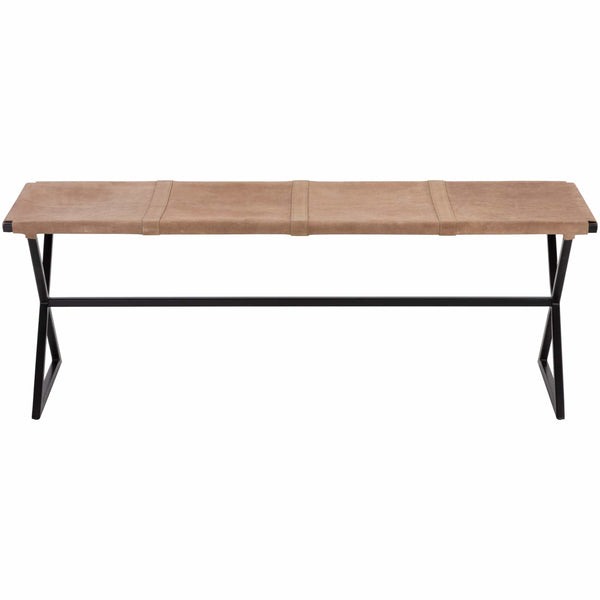 Home Fashion Elon Leather Bench Sueded Light Tan