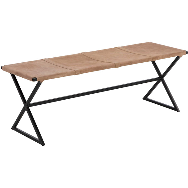 home fashion Elon Leather Bench Sueded Light Tan