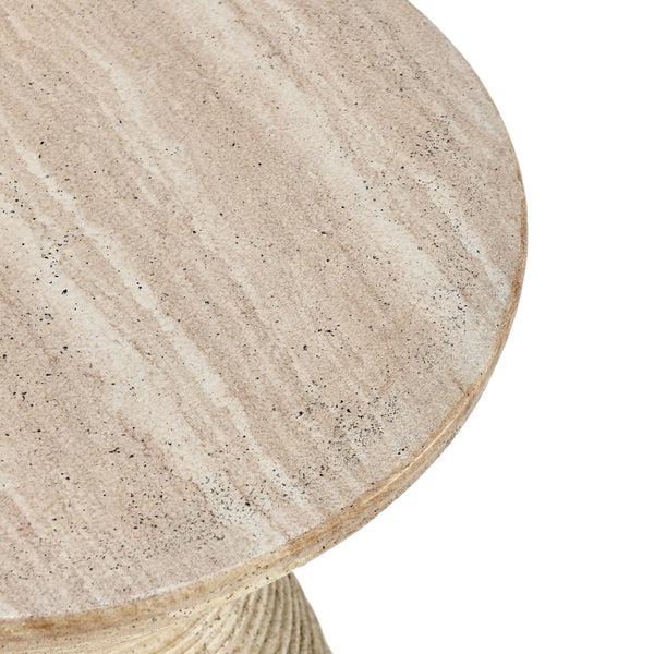 Home Fashion Fern Outdoor Round Accent Table Beige