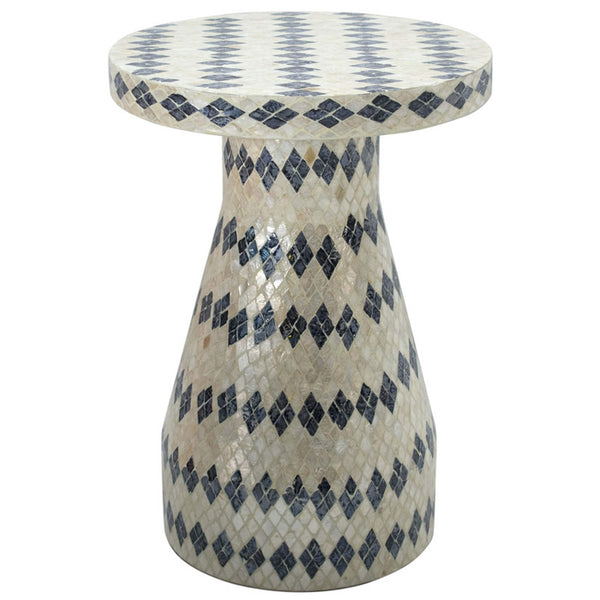 home fashion Halio Checkered Side Table Cream/Blue