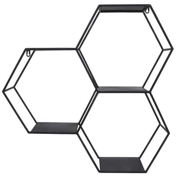 Home Fashion Hexagon Wall Shelf Black