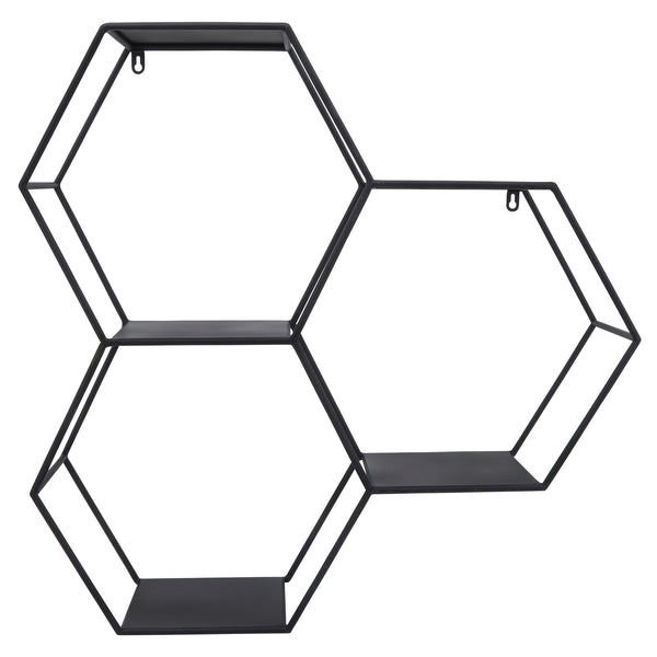 home fashion Hexagon Wall Shelf Black