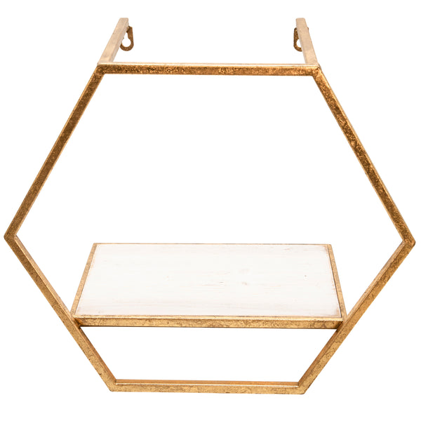 Home Fashion Hexagon Wall Shelves Gold Set Of 3