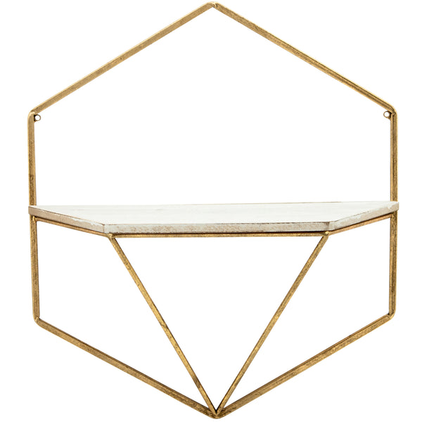 Home Fashion Hexagon Wall Shelves Gold/White