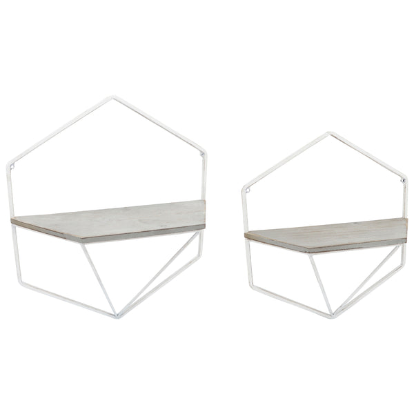 Home Fashion Hexagon Wall Shelves White/Gray