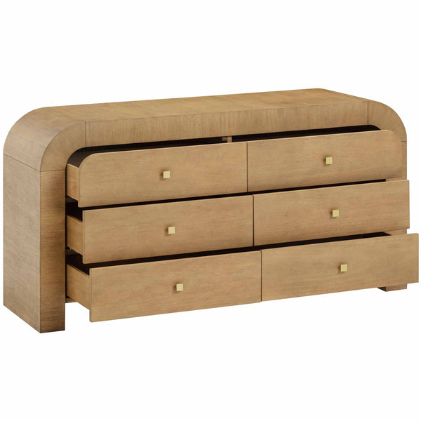 Home Fashion Hump 6 Drawer Dresser Natural