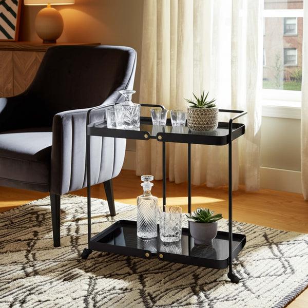 Home Fashion Layered Bar Cart Black