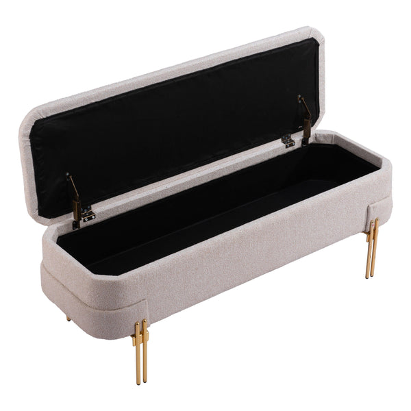 Home Fashion Lebreton Storage Bench Oatmeal Beige