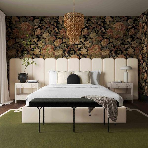 Home Fashion Palani Velvet Bed W/ Wings Cream