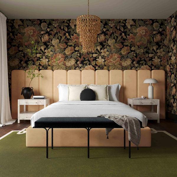 Home Fashion Palani Velvet Bed W/ Wings Honey
