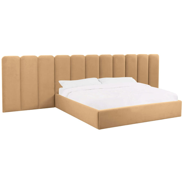 home fashion Palani Velvet Bed w/ Wings Honey
