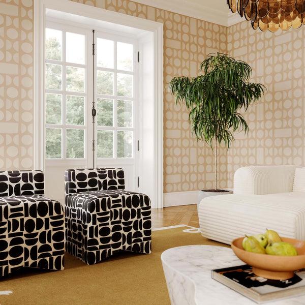 Home Fashion Pippa Stool Black Geometric
