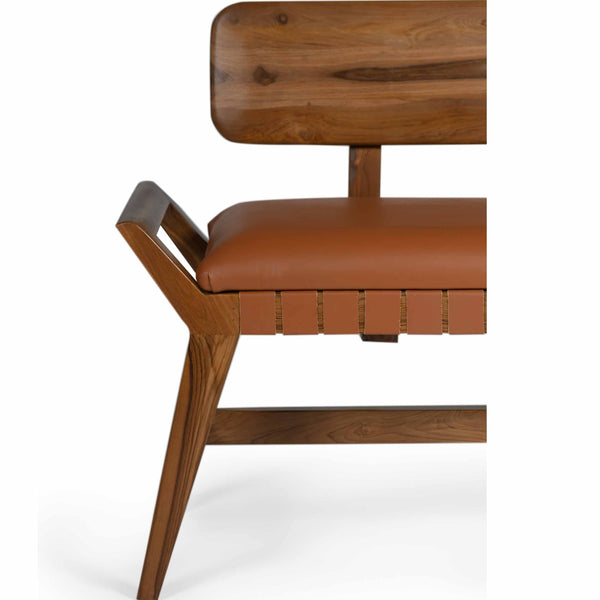 Home Fashion Robertson Leather Bench Porto Natural