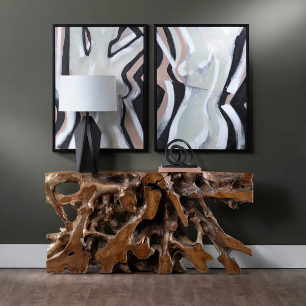Home Fashion Teak Root Console Natural