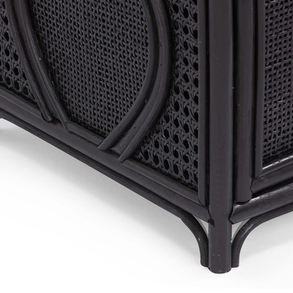 Home Fashion Tina Rattan Nightstand Black