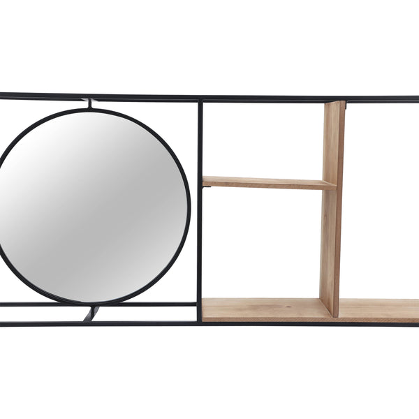 Home Fashion Wall Shelf W/Mirror Black/Brown