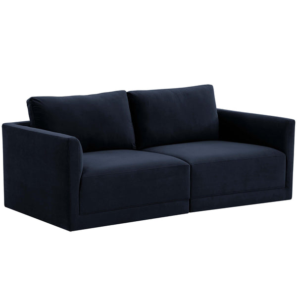 Home Fashion Willow 2 Piece Modular Loveseat Navy