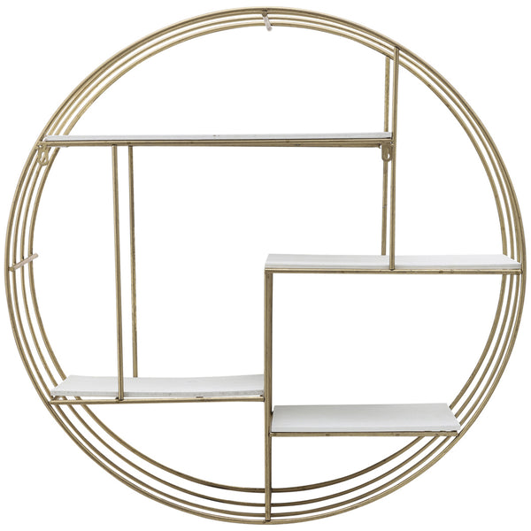 Home Fashion Wood/Metal Wall Shelf Gold