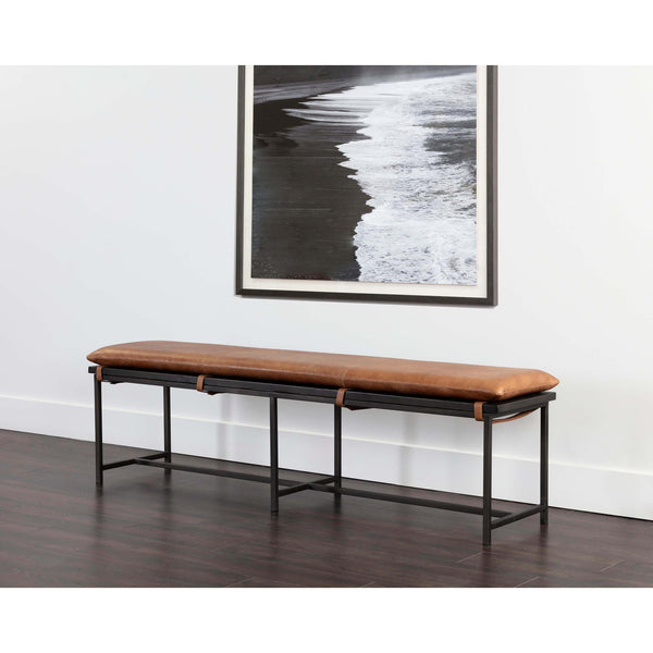 Home Fashion Zancor Leather Bench Tan