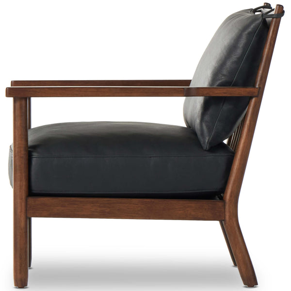 Home Fashion Jamison Leather Chair Brickhouse Black By Four Hands