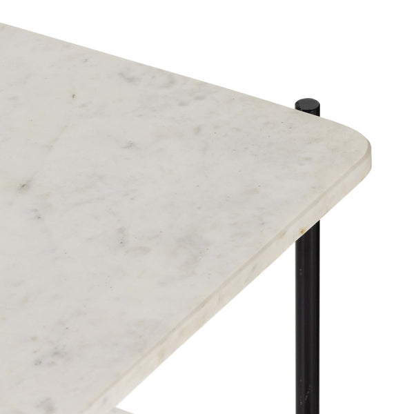 Home Fashion Jasper Nightstand Matte Black Iron/ White Marble