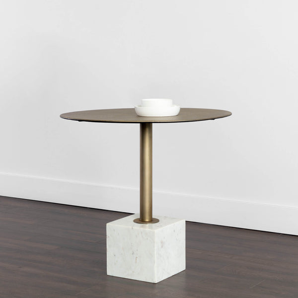 Home Fashion Kata 32" Round Bistro Table White Marble