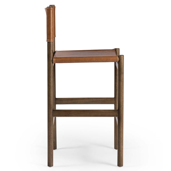 Home Fashion Kena Leather Bar Stool Sonoma Butterscotch By Four Hands