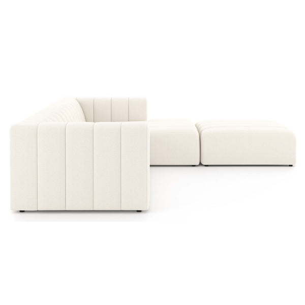 Home Fashion Langham Channeled 3-Piece Sectional W/Ottoman Fayette Cloud By Four Hands