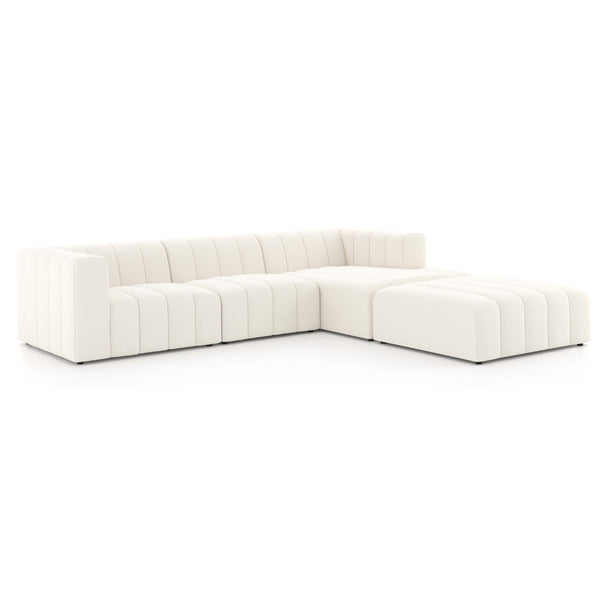 home fashion Langham Channeled 3-Piece Sectional w/Ottoman Fayette Cloud by Four Hands
