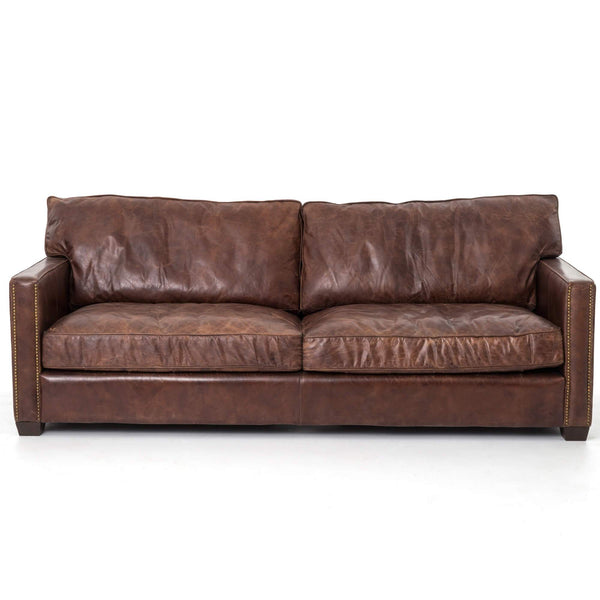 home fashion Larkin 88" Leather Sofa Cigar by Four Hands