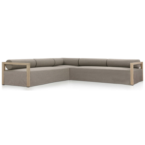 home fashion Laskin 3 Piece Outdoor Sectional Alessi Fawn/Washed Brown by Four Hands