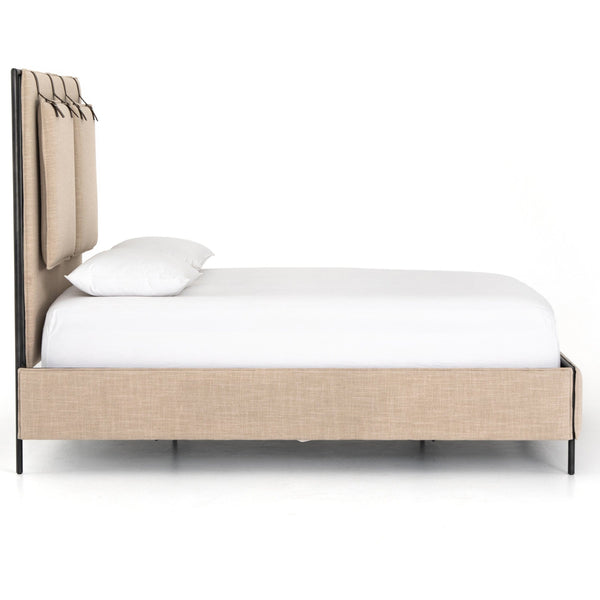 Home Fashion Leigh Upholstered Bed Palm Ecru By Four Hands