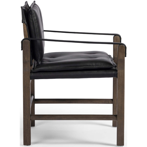 Home Fashion Lenz Leather Dining Arm Chair Carson Black By Four Hands