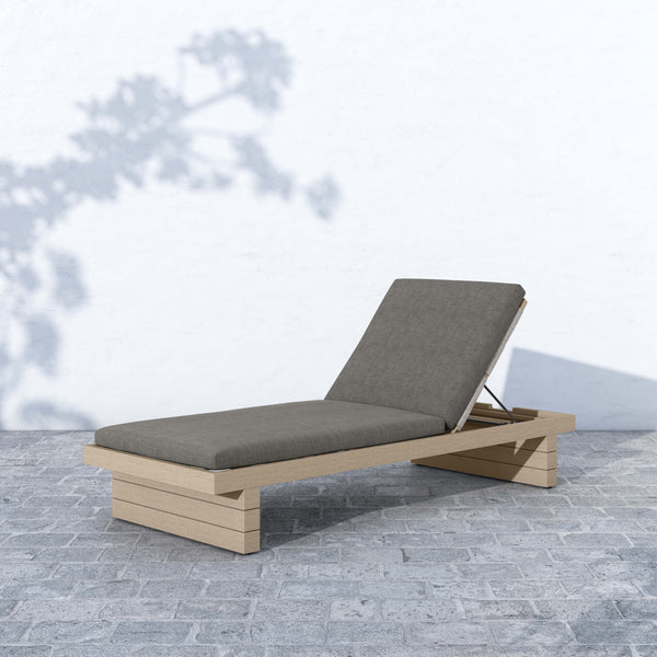 Home Fashion Leroy Outdoor Chaise Charcoal/Washed Brown By Four Hands