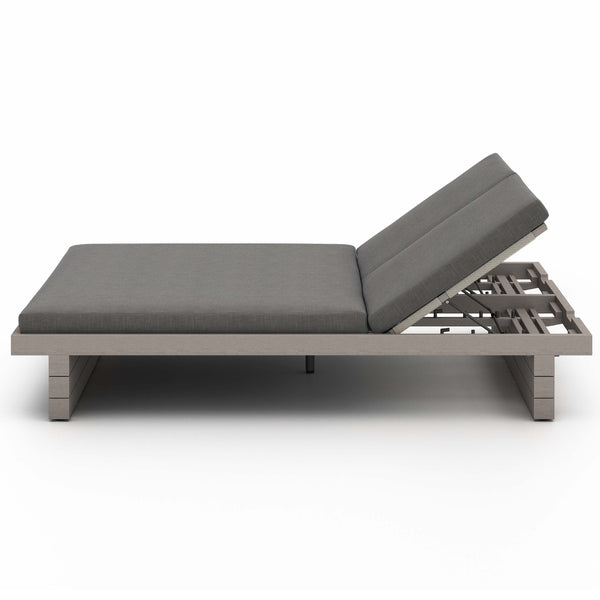 Home Fashion Leroy Outdoor Double Chaise Charcoal/Weathered Grey By Four Hands