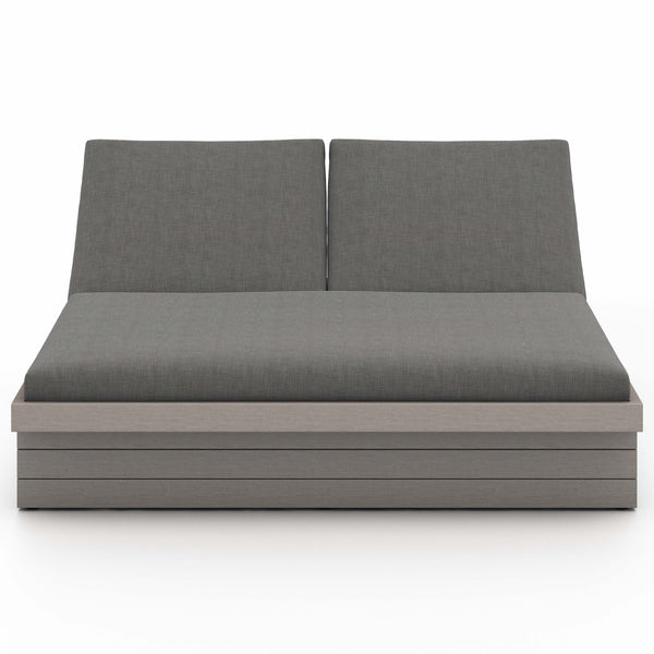 Home Fashion Leroy Outdoor Double Chaise Charcoal/Weathered Grey By Four Hands