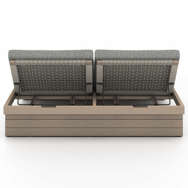 Home Fashion Leroy Outdoor Double Chaise Faye Ash/Washed Brown By Four Hands