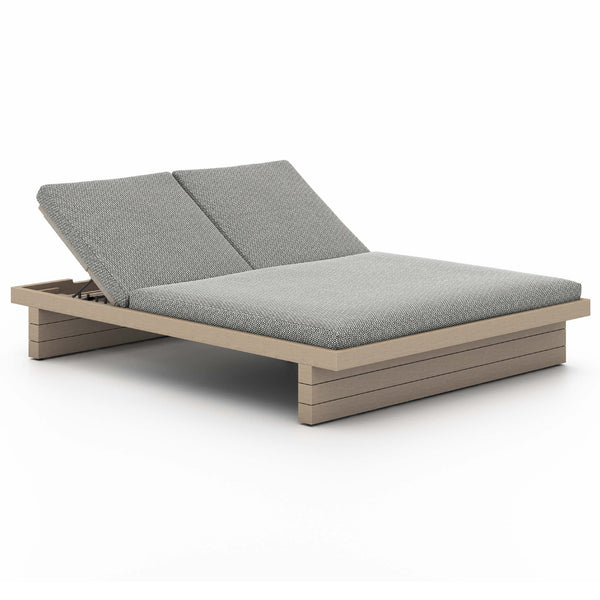 home fashion Leroy Outdoor Double Chaise Faye Ash/Washed Brown by Four Hands