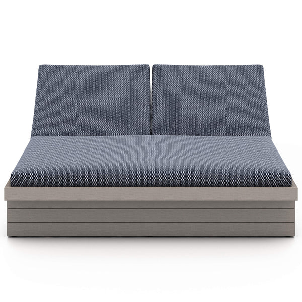 Home Fashion Leroy Outdoor Double Chaise Faye Navy/Weathered Grey By Four Hands