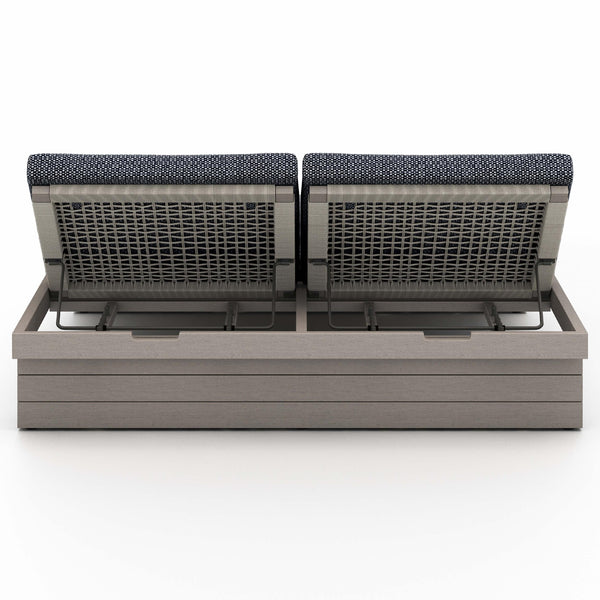 Home Fashion Leroy Outdoor Double Chaise Faye Navy/Weathered Grey By Four Hands