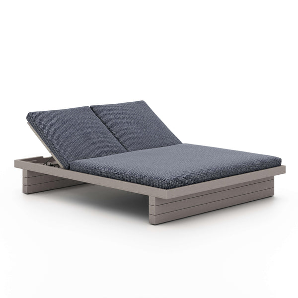 home fashion Leroy Outdoor Double Chaise Faye Navy/Weathered Grey by Four Hands