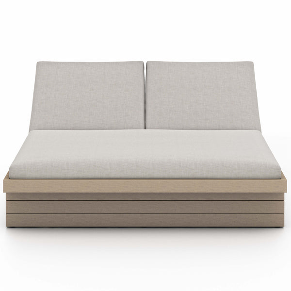 Home Fashion Leroy Outdoor Double Chaise Stone Grey/Washed Brown By Four Hands